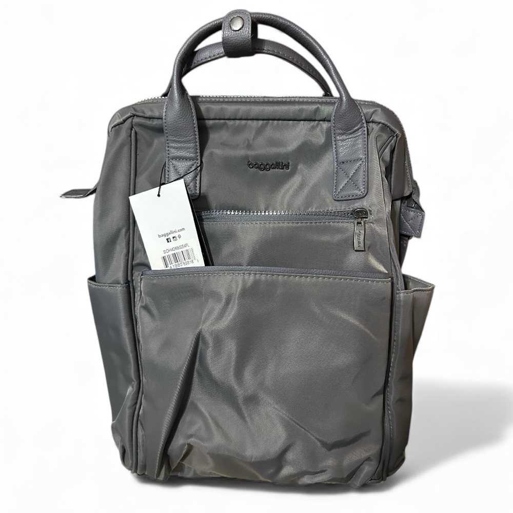 Baggallini Soho Travel Laptop Backpack Charcoal Gray with Luggage Sleeve NWT
